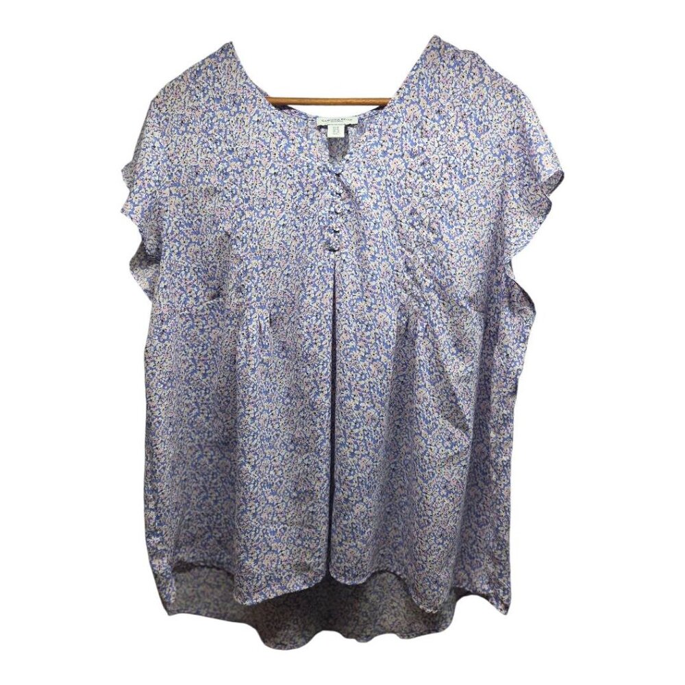 Carolina Belle Chiffon Printed Ruffle V Neck  Blouse